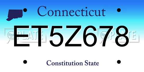 ET5Z678 Connecticut License Plate
