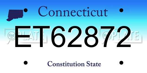 ET62872 Connecticut License Plate