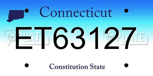 ET63127 Connecticut License Plate