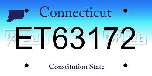 ET63172 Connecticut License Plate
