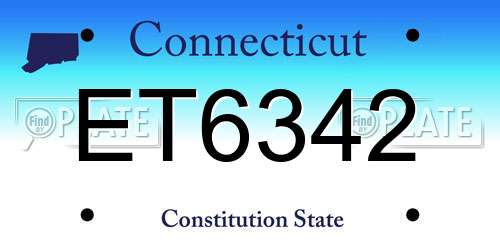 ET6342 Connecticut License Plate