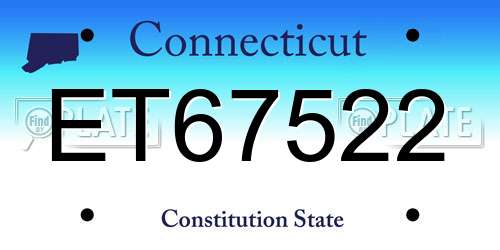 ET67522 Connecticut License Plate