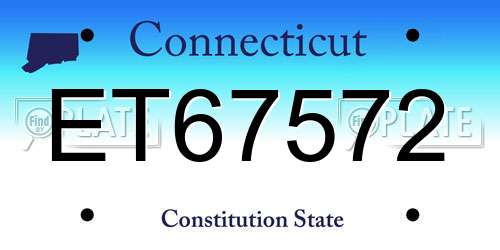 ET67572 Connecticut License Plate