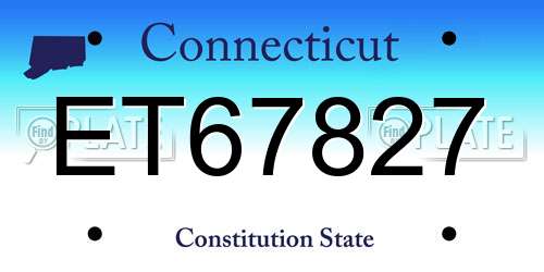ET67827 Connecticut License Plate