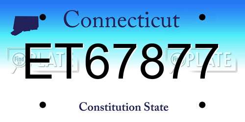 ET67877 Connecticut License Plate