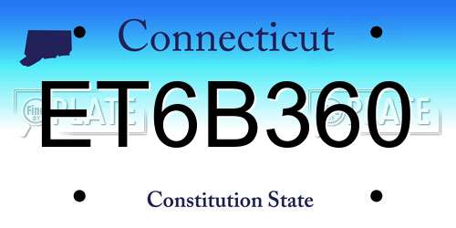 ET6B360 Connecticut License Plate