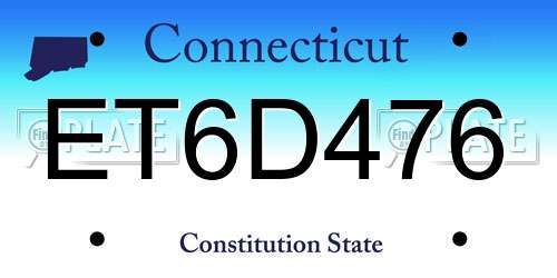 ET6D476 Connecticut License Plate