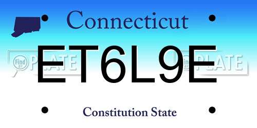 ET6L9E Connecticut License Plate