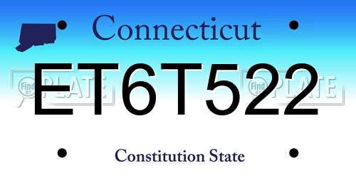 ET6T522 Connecticut License Plate