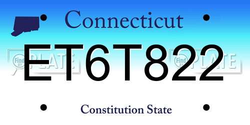 ET6T822 Connecticut License Plate