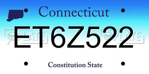 ET6Z522 Connecticut License Plate