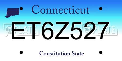 ET6Z527 Connecticut License Plate