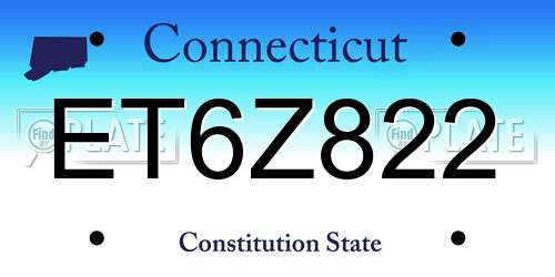 ET6Z822 Connecticut License Plate