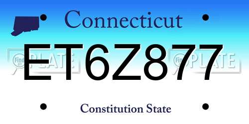 ET6Z877 Connecticut License Plate