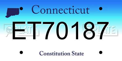 ET70187 Connecticut License Plate