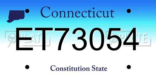 ET73054 Connecticut License Plate