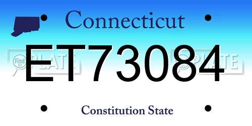ET73084 Connecticut License Plate