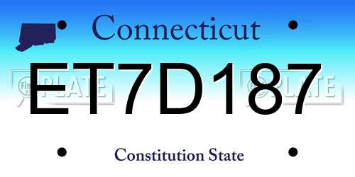 ET7D187 Connecticut License Plate