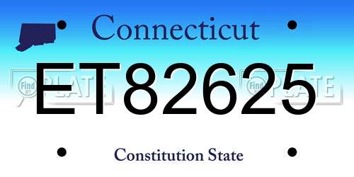 ET82625 Connecticut License Plate