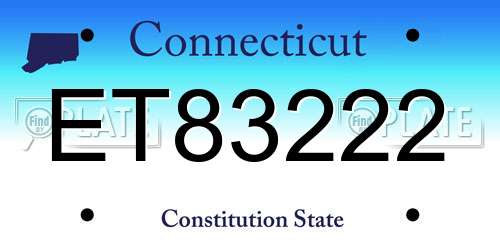 ET83222 Connecticut License Plate