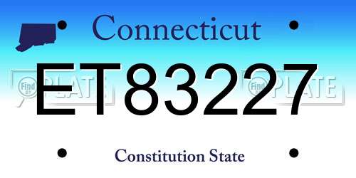 ET83227 Connecticut License Plate