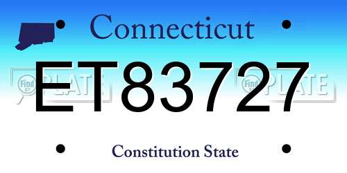 ET83727 Connecticut License Plate