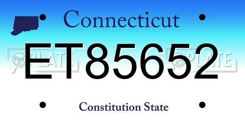 ET85652 Connecticut License Plate