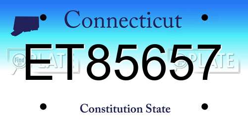 ET85657 Connecticut License Plate