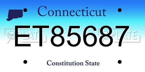 ET85687 Connecticut License Plate