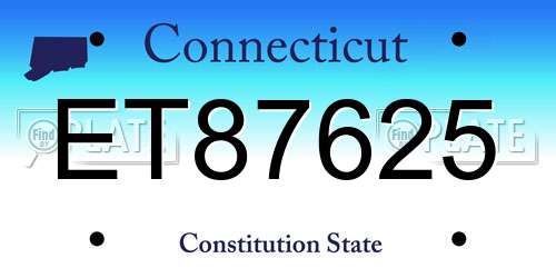 ET87625 Connecticut License Plate
