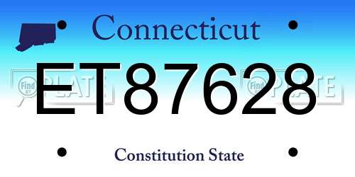 ET87628 Connecticut License Plate