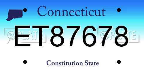 ET87678 Connecticut License Plate