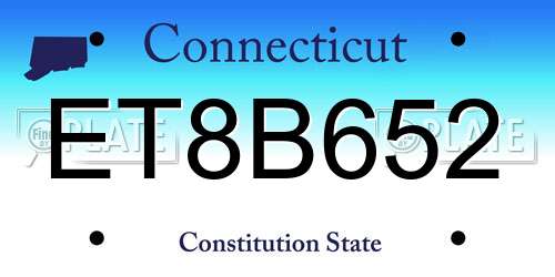 ET8B652 Connecticut License Plate
