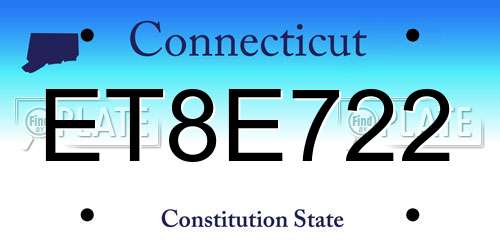ET8E722 Connecticut License Plate