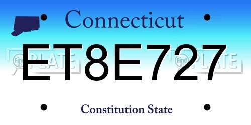 ET8E727 Connecticut License Plate