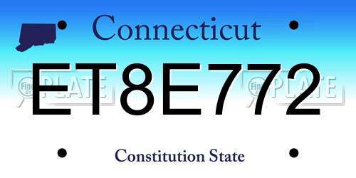 ET8E772 Connecticut License Plate