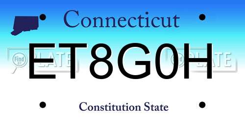 ET8G0H Connecticut License Plate