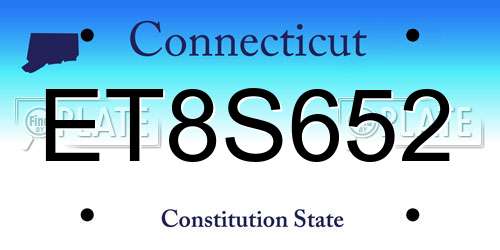 ET8S652 Connecticut License Plate
