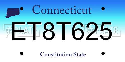 ET8T625 Connecticut License Plate