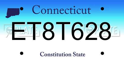 ET8T628 Connecticut License Plate