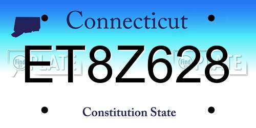 ET8Z628 Connecticut License Plate
