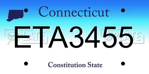 ETA3455 Connecticut License Plate