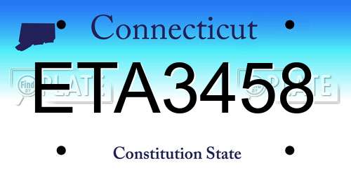 ETA3458 Connecticut License Plate