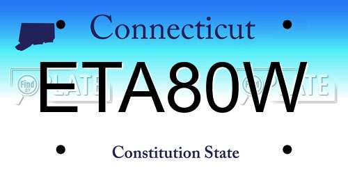 ETA80W Connecticut License Plate
