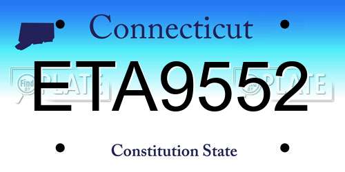 ETA9552 Connecticut License Plate