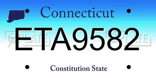 ETA9582 Connecticut License Plate