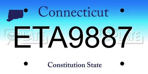 ETA9887 Connecticut License Plate
