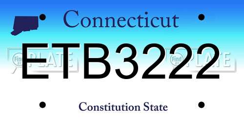 ETB3222 Connecticut License Plate