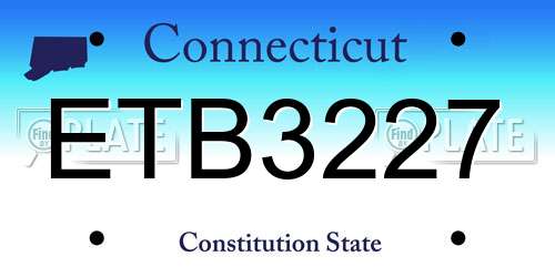 ETB3227 Connecticut License Plate