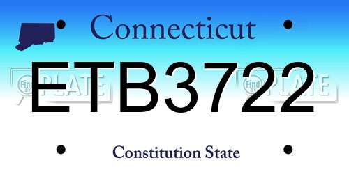 ETB3722 Connecticut License Plate